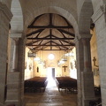 Vue de l'intérieur de l'oratoire de Germiny avec sa magnifique charpente